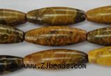 CFA62 15.5 inches 10*30mm rice yellow chrysanthemum agate beads