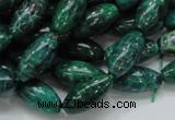 CFA69 15.5 inches 8*17mm rice green chrysanthemum agate beads