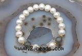 CFB1011 9mm - 10mm potato white freshwater pearl & labradorite stretchy bracelet