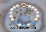CFB1088 Hand-knotted 9mm - 10mm potato white freshwater pearl & candy jade bracelet