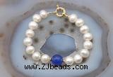 CFB1090 Hand-knotted 9mm - 10mm potato white freshwater pearl & candy jade bracelet