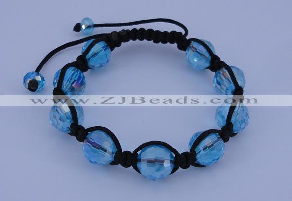 CFB524 12mm faceted round crystal beads adjustable bracelet wholesale