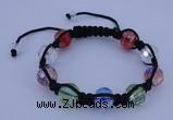 CFB529 12mm faceted round crystal beads adjustable bracelet wholesale