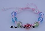 CFB530 12mm faceted round crystal beads adjustable bracelet wholesale