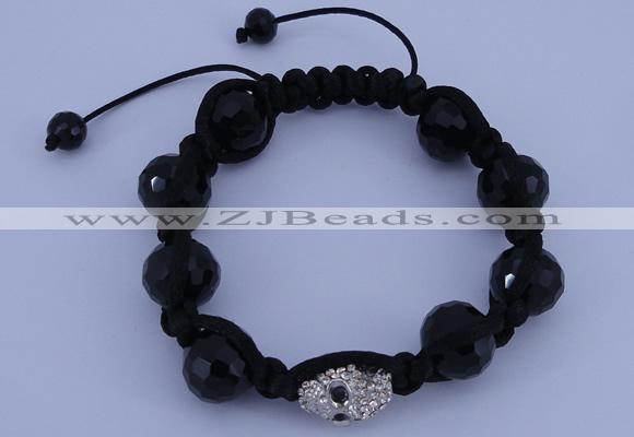 CFB541 14mm faceted round crystal with rhinestone beads bracelet