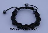 CFB556 10mm round rhinestone with hematite beads adjustable bracelet