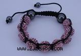 CFB575 12mm round rhinestone with hematite beads adjustable bracelet