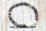 CFB746 faceted rondelle African bloodstone & potato white freshwater pearl stretchy bracelet