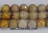 CFC229 15.5 inches 6mm faceted round fossil coral beads