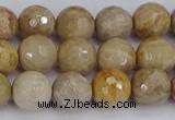 CFC230 15.5 inches 8mm faceted round fossil coral beads