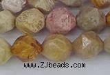 CFC238 15.5 inches 10mm faceted nuggets fossil coral beads