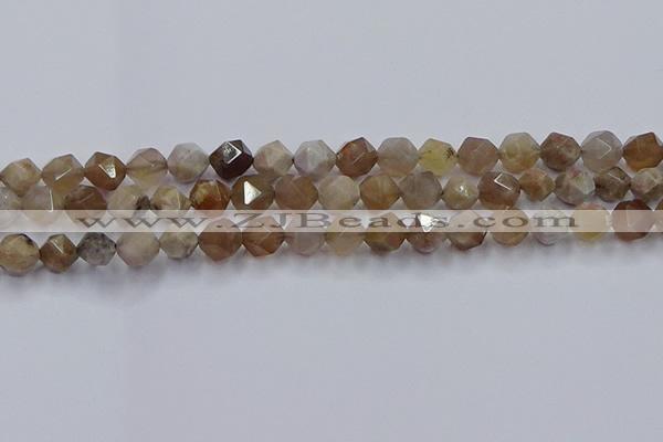 CFC301 15.5 inches 8mm faceted nuggets coral jade beads