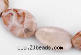 CFC48 18*25mm flat teardrop coral fossil jasper beads wholesale