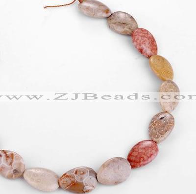 CFC48 18*25mm flat teardrop coral fossil jasper beads wholesale