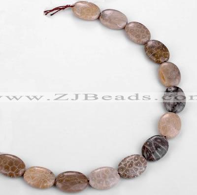 CFC49 15.5 inch 15*20mm oval coral fossil jasper beads wholesale