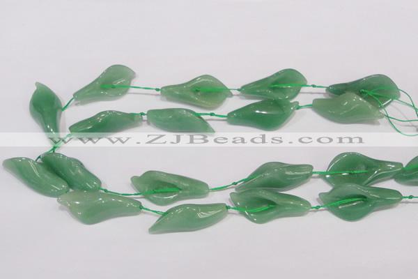 CFG03 15.5 inches 18*38mm carved flower green aventurine jade beads