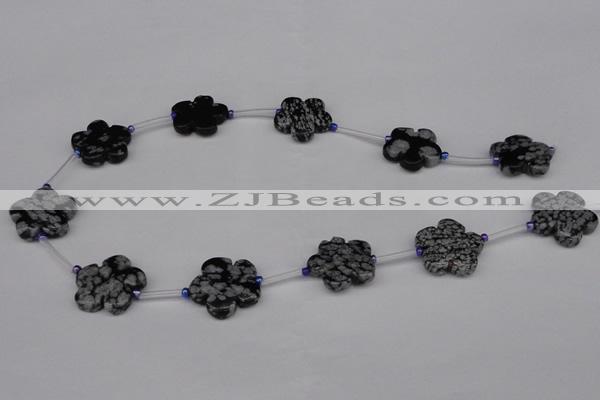 CFG1007 15.5 inches 20mm carved flower snowflake obsidian beads