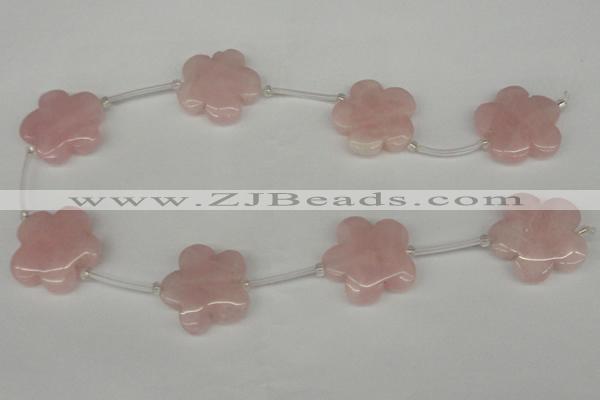 CFG1011 15.5 inches 30mm carved flower rose quartz beads