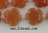 CFG1021 15.5 inches 16mm carved flower red aventurine beads