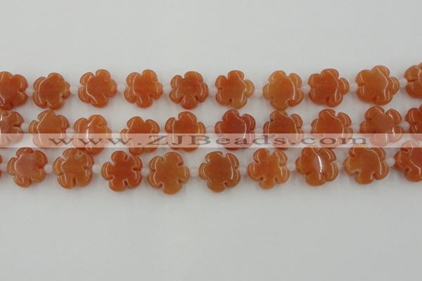 CFG1021 15.5 inches 16mm carved flower red aventurine beads