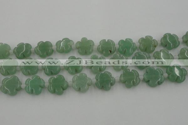 CFG1022 15.5 inches 16mm carved flower green aventurine beads