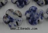 CFG1024 15.5 inches 16mm carved flower sodalite gemstone beads