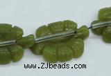 CFG11 15.5 inches 20*28mm carved leaf Korean jade beads