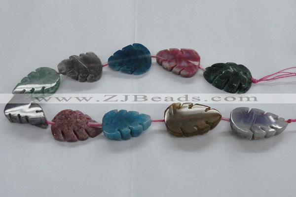CFG1125 15.5 inches 25*35mm carved leaf agate gemstone beads
