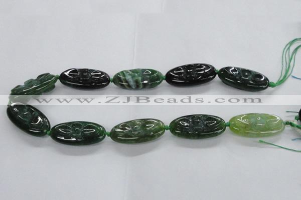 CFG1137 15.5 inches 20*40mm carved oval agate gemstone beads