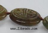 CFG1141 15.5 inches 25*40mm carved oval flower jade beads