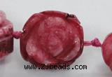 CFG1171 15.5 inches 35mm carved flower plated agate gemstone beads