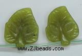 CFG12 15.5 inches 20*24mm carved leaf Korean jade beads