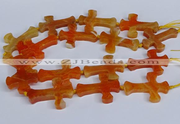 CFG1231 15.5 inches 32*45mm - 35*48mm cross dragon veins agate beads