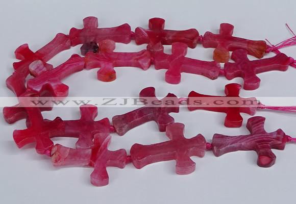 CFG1233 15.5 inches 32*45mm - 35*48mm cross dragon veins agate beads