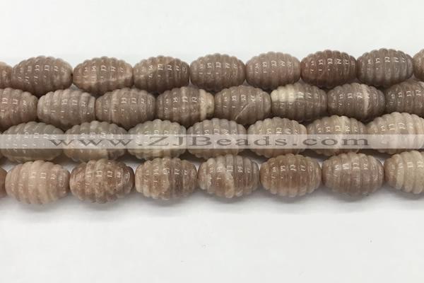 CFG1507 15.5 inches 15*20mm carved rice moonstone beads