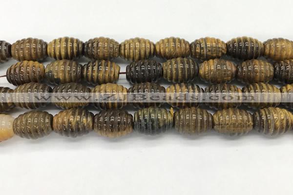 CFG1508 15.5 inches 15*20mm carved rice tiger eye beads