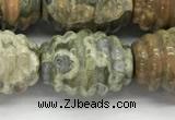 CFG1509 15.5 inches 15*20mm carved rice rhyolite gemstone beads