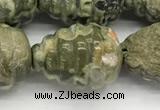 CFG1520 15.5 inches 15*20mm carved teardrop rhyolite gemstone beads