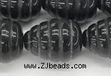 CFG1521 15.5 inches 15*20mm carved teardrop black agate beads