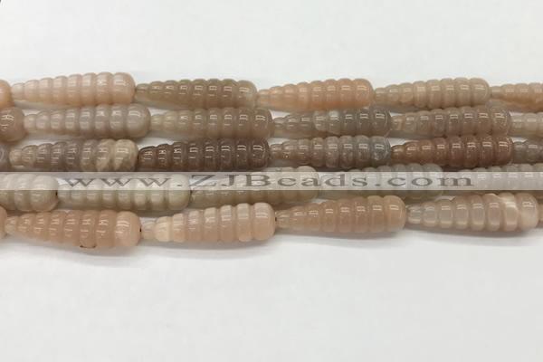 CFG1529 15.5 inches 10*35mm carved teardrop moonstone beads