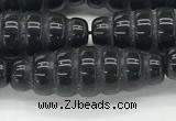 CFG1545 15.5 inches 10*30mm carved rice black agate beads