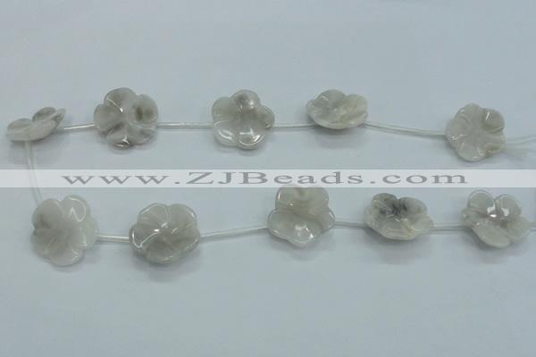 CFG16 15.5 inches 24mm carved flower natural crazy lace agate beads