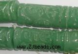 CFG213 15.5 inches 14*31mm carved column green aventurine jade beads