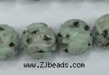 CFG214 15.5 inches 18mm carved round sesame jasper beads