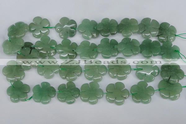 CFG218 15.5 inches 24mm carved flower green aventurine beads