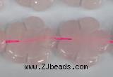 CFG219 15.5 inches 24mm carved flower rose quartz beads