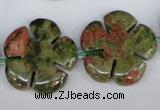 CFG221 15.5 inches 24mm carved flower unakite gemstone beads