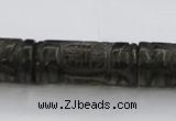 CFG223 15.5 inches 14*31mm carved column smoky quartz beads