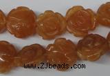 CFG232 15.5 inches 16mm carved flower red aventurine beads