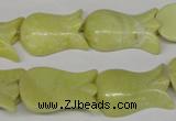 CFG241 15.5 inches 15*25mm carved flower lemon jade gemstone beads